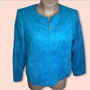 Size 18 Koret Blue Faux Suede Blazer Fashion Jacket Lined Long Sleeve